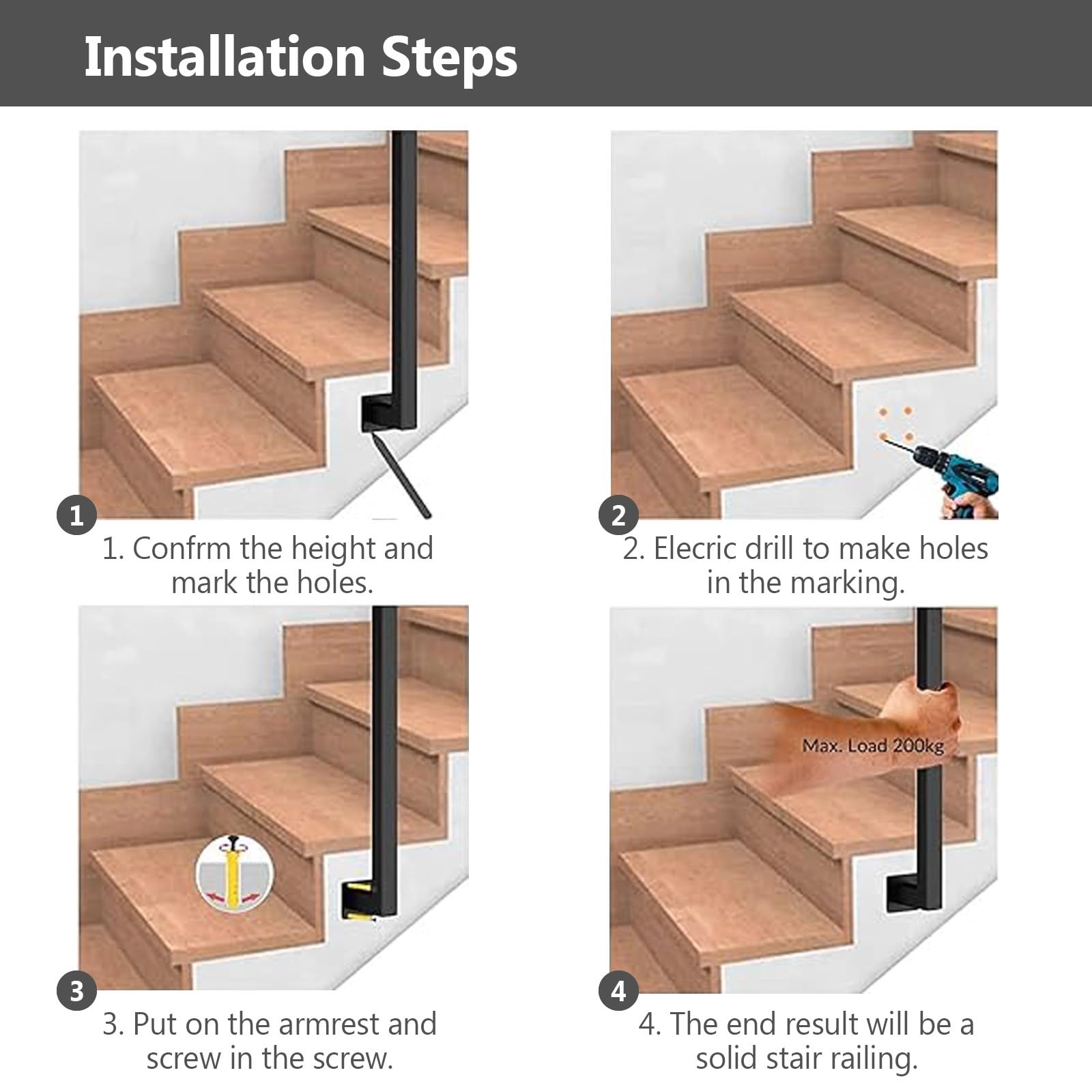 Amazon.co.jp: 手すり てすり 手摺 階段インテリア用鉄製手すり
